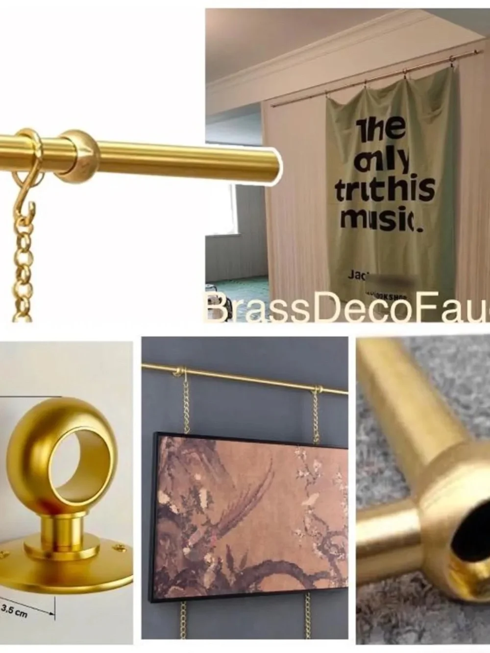 Solid Brass Picture Rail Hanging Kit Vintage Gallery Wall Art Display System
